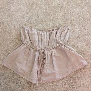 Elegant Beige Strapless Blouse